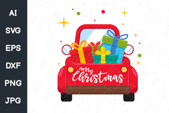 A Red Car Carrying a Christmas Tree – Festive Graphics for Creative Sellers