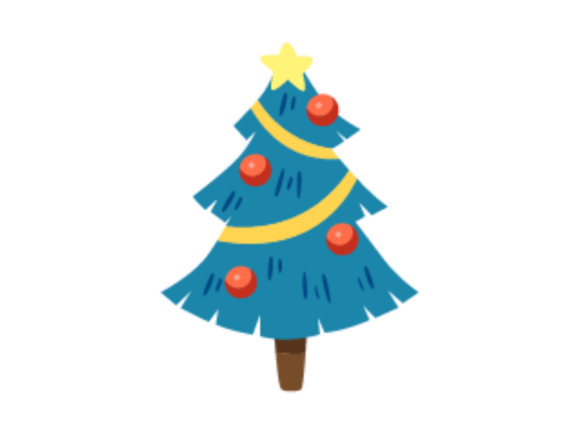 Blue Tree Christmas Illustration: Graphics & Vectors