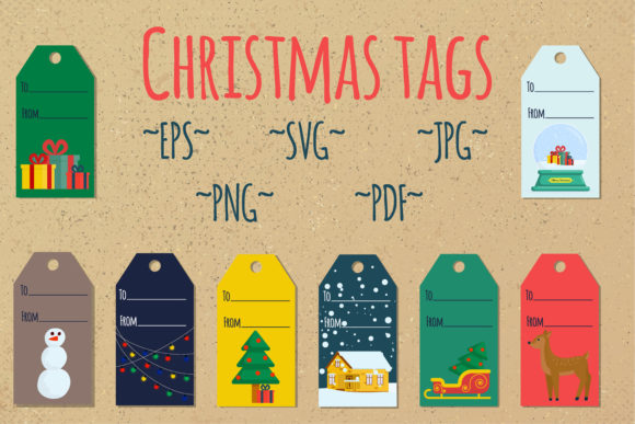 Christmas and New Year Tags Graphics & Illustrations