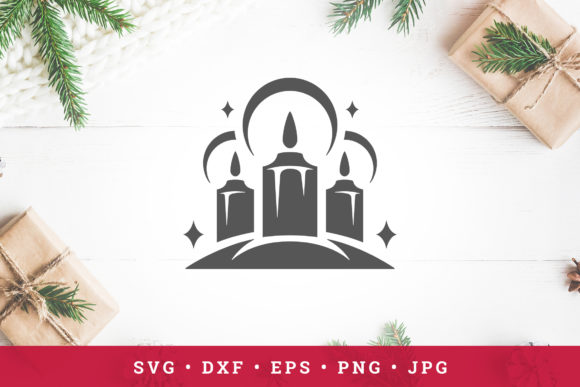 Christmas Candle Silhouette Graphics & Illustrations
