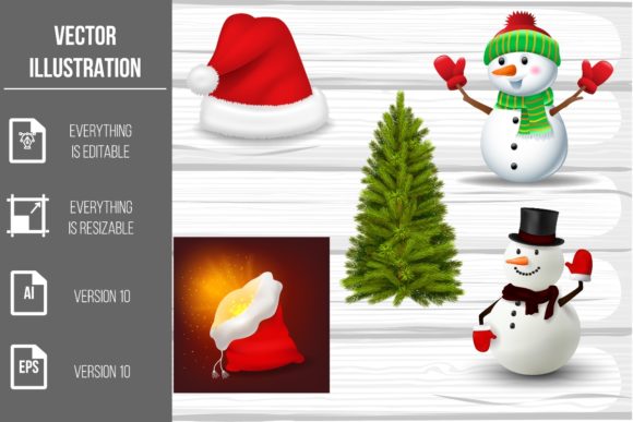 Christmas Elements Vector Clipart: Graphics & Illustrations