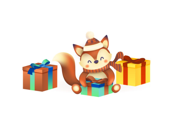 Christmas Illustration Cute Fox: Graphics & Branding