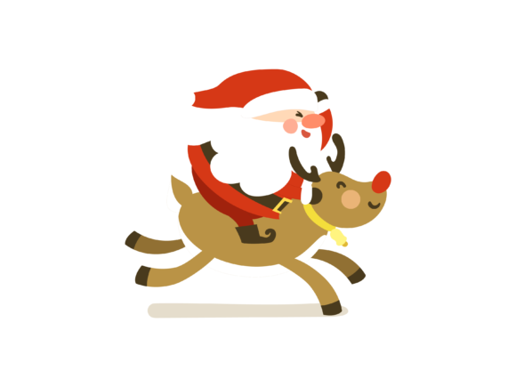 Christmas Illustration Santa with Deer Graphics for Handmade Crafts & Cricut Projects