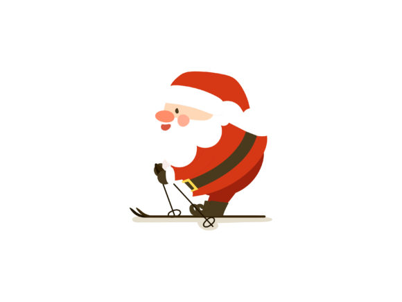 Christmas Illustration Santa with Ski Graphics for Crafters & Handmade Sellers