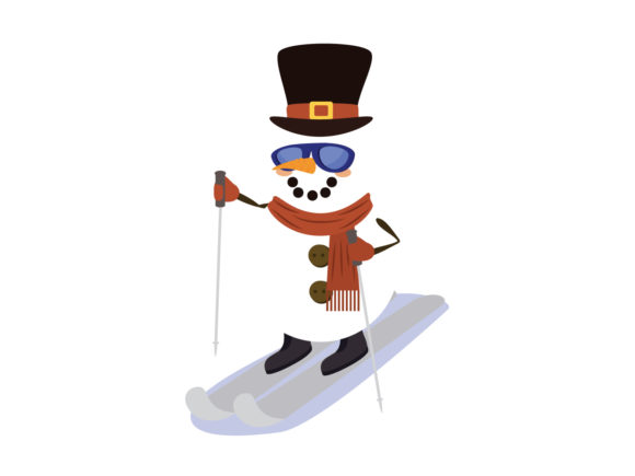 Christmas Illustration Snowman Skiing Graphics Review