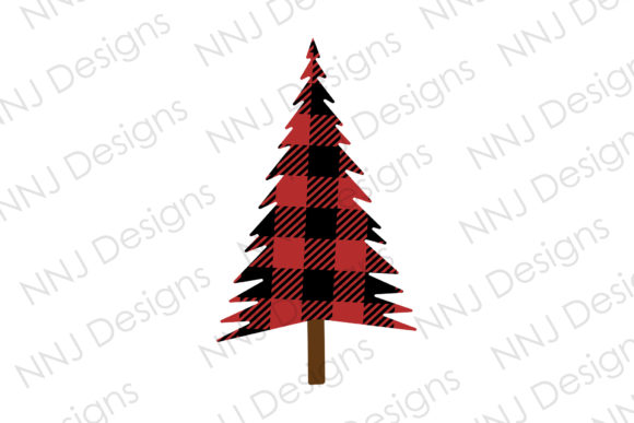 Christmas Tree with Plaid Clipart Red: Graphics Review