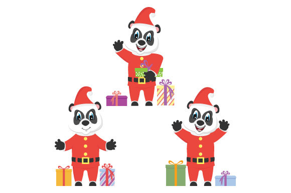 Cute Panda in Christmas Holiday Graphics & Illustrations