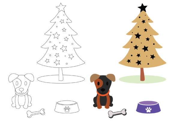 Dog Christmas Coloring Kids: Graphics & Illustrations Review