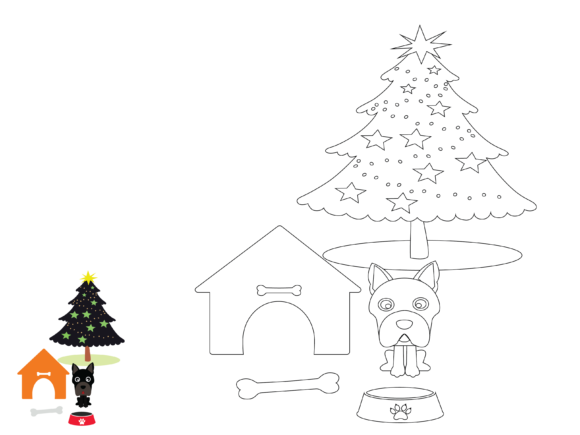 Dog Christmas Coloring Vector: Graphics & Illustrations Review