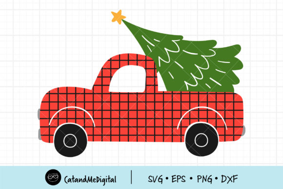 Red Truck Christmas Tree: A Charming Graphic for Festive Blogging and Content Design