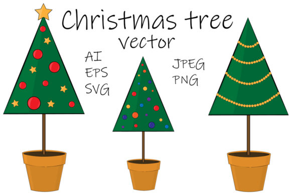 Set Christmas Trees Vector Illustration: Graphics Review